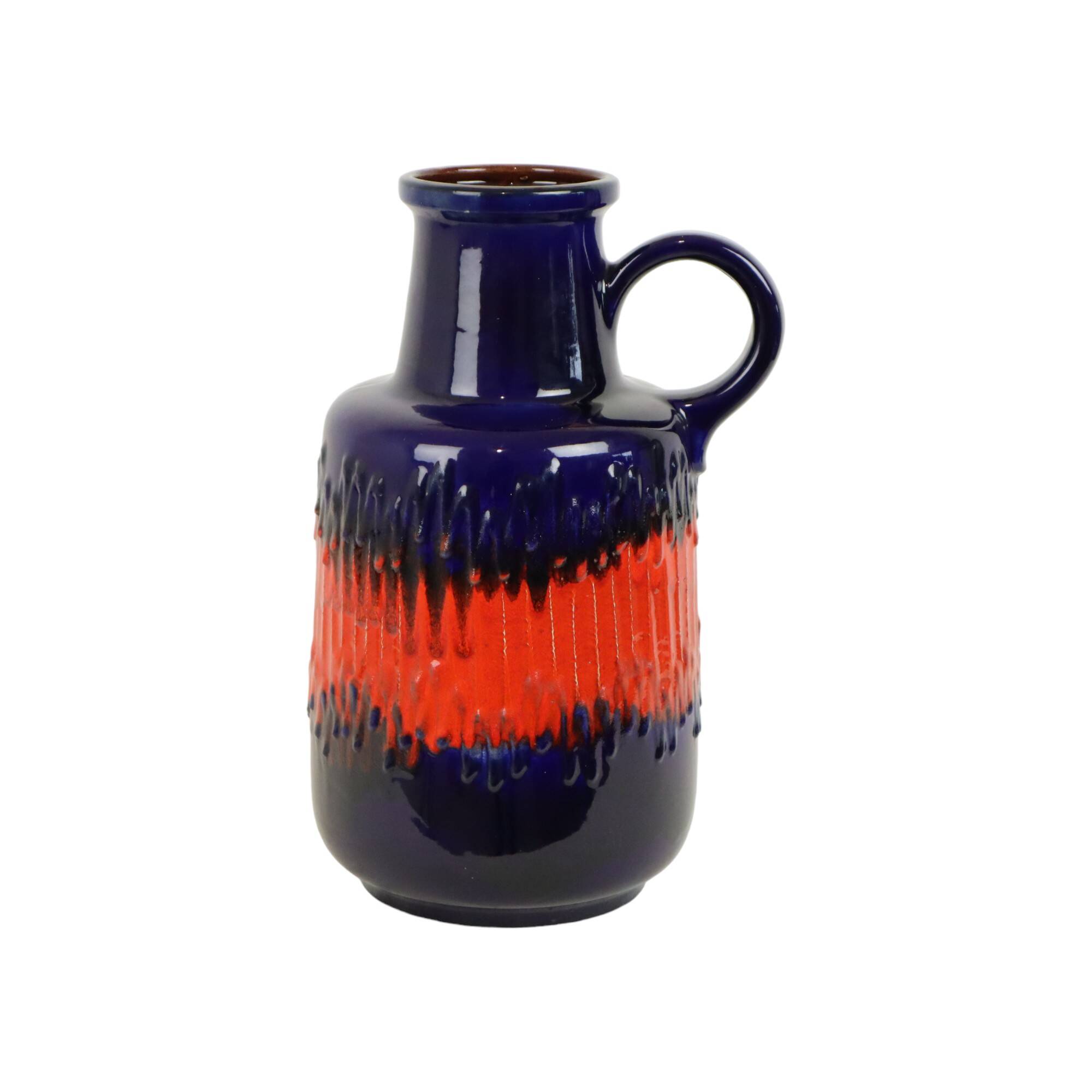 Vintage West Germany Pottery Scheurich Blue Orange Fat Lava 408-40