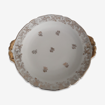 Plat en porcelaine à décor fleurs dorées