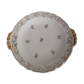 Plat en porcelaine à décor fleurs dorées