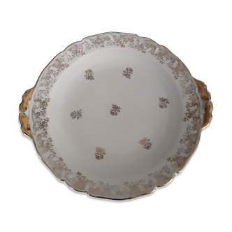 Porcelain dish decorated with golden flowers