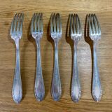 5 antique forks in silver metal