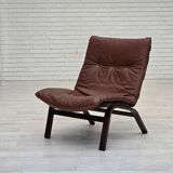 1970s, Danish loungechair by Farstrup, leather, canvas, bent wood.