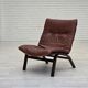 1970s, Danish loungechair by Farstrup, leather, canvas, bent wood.