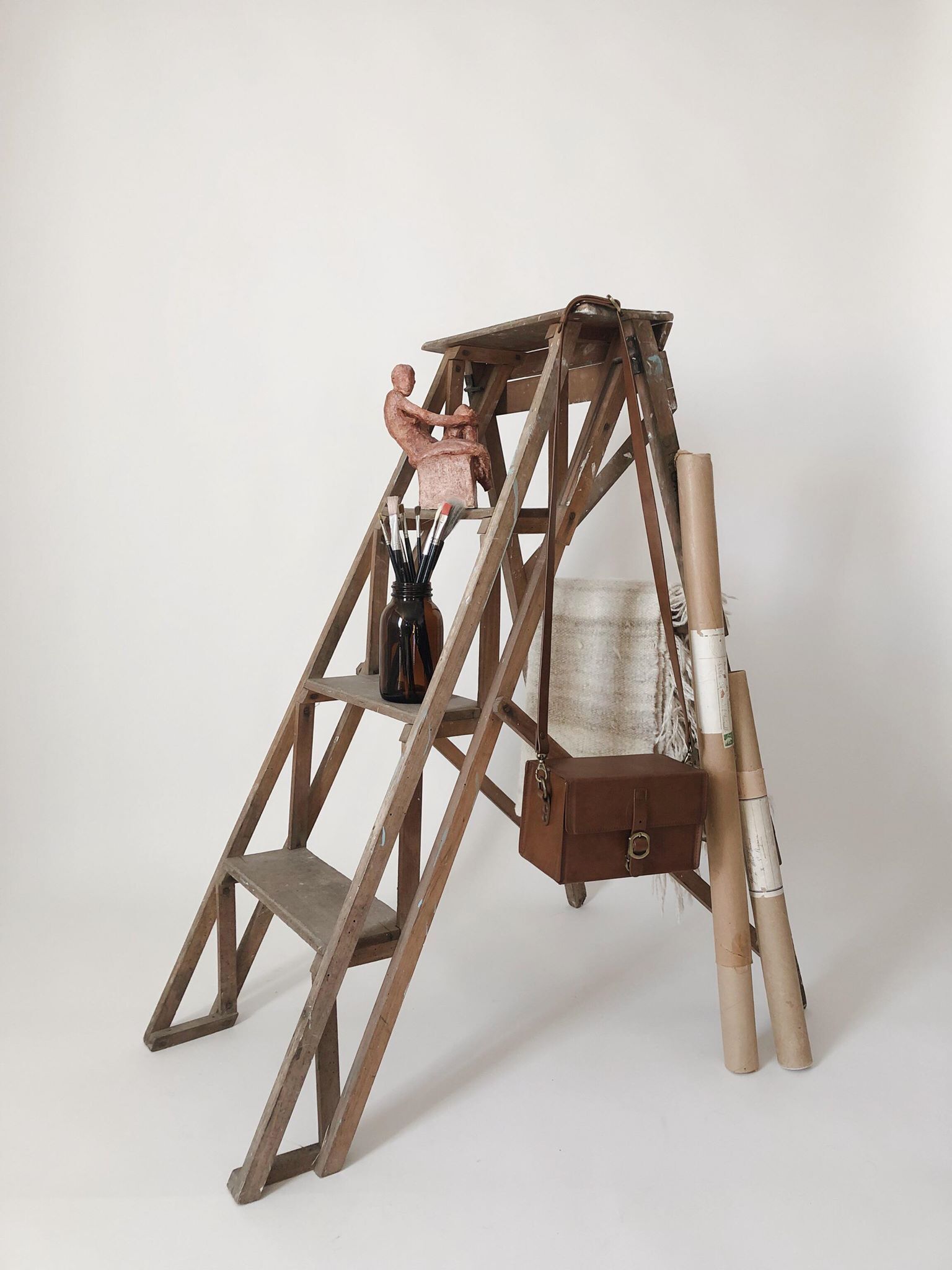 Wooden painter's stepladder