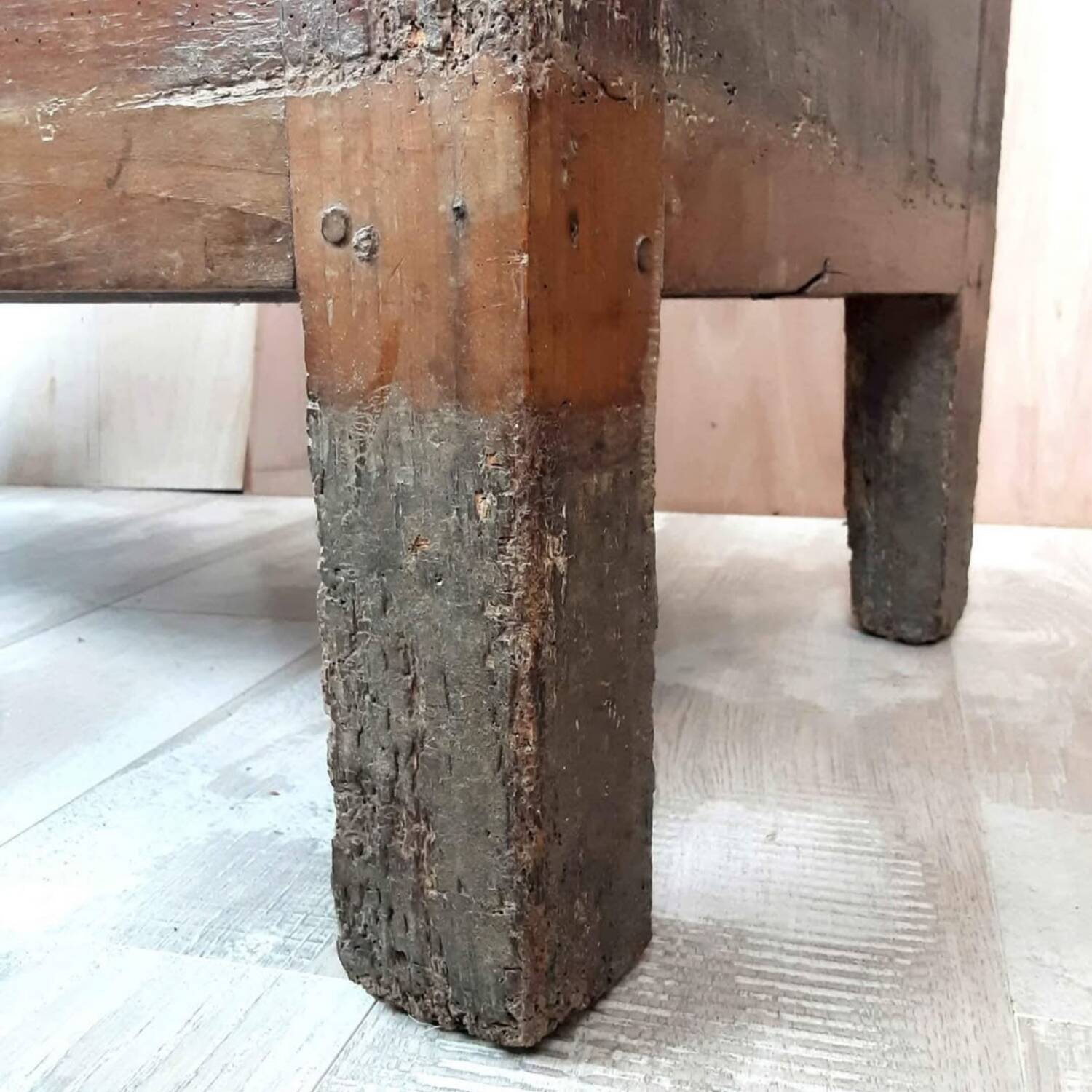 Truly antique 19th-century large oak chest blanket/ treasure chest