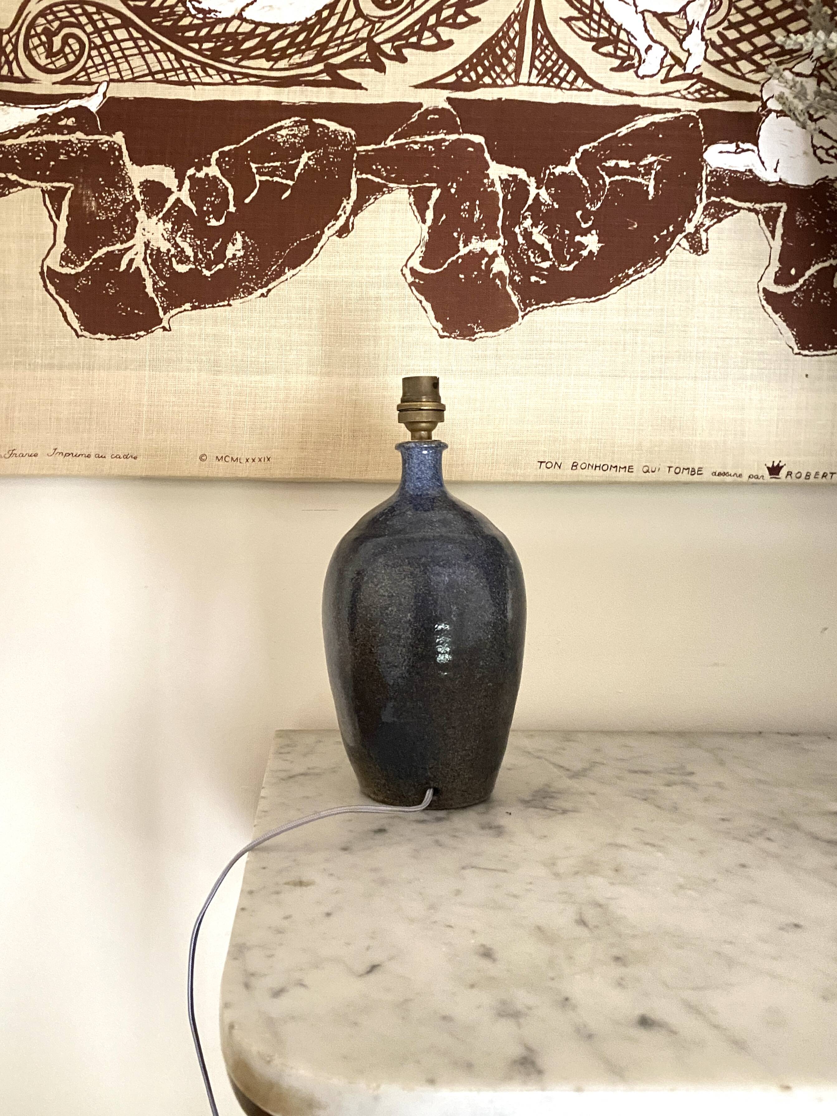 Ceramic lamp, 2 M fabric cable, cotton lampshade