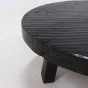 Brutalist Solid Stained Oak Round Tripod Coffee Table 1970s