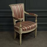 Fauteuil cabriolet Directoire gris rechampi première partie du XIXe
