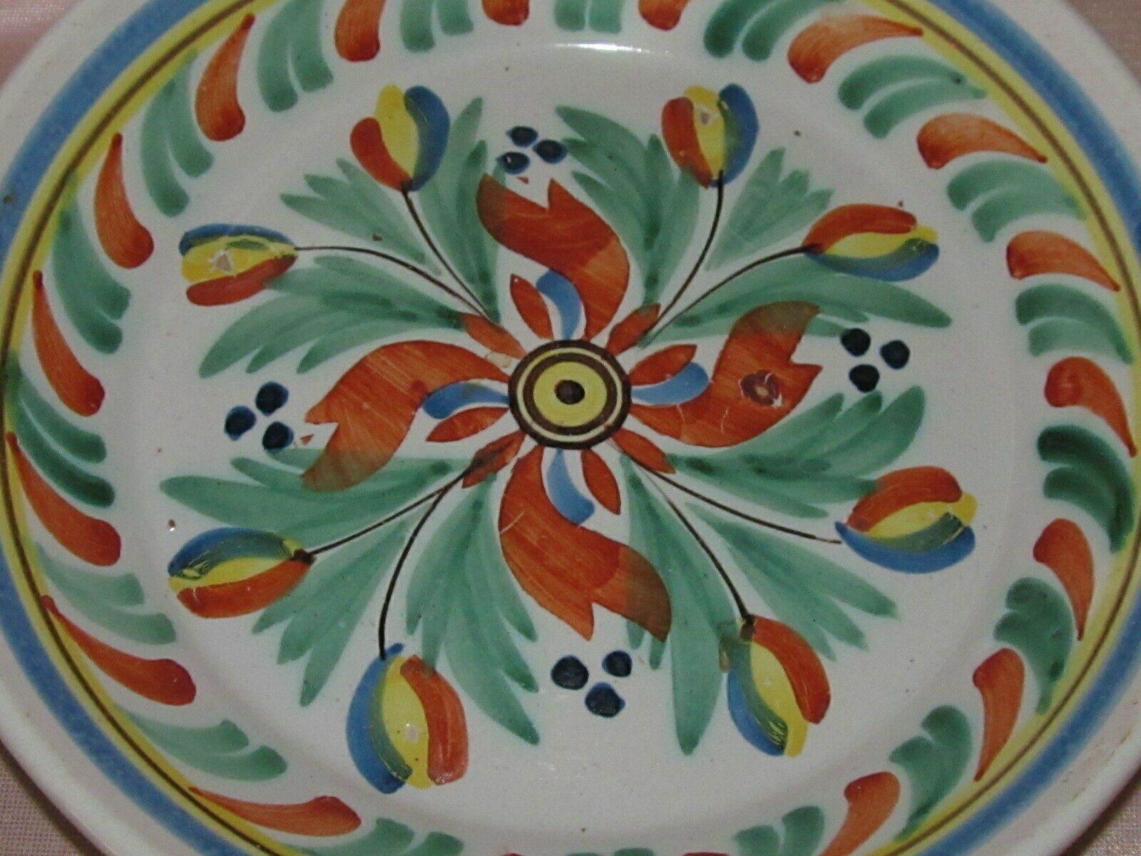 Floral earthenware plate to identify Nevers Desvres East Centre
