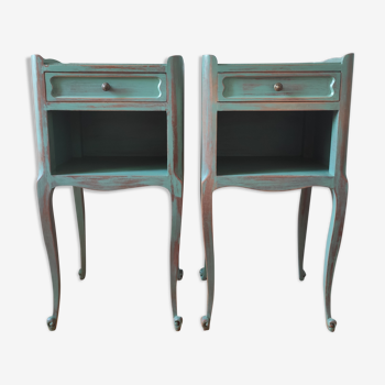 Pair of patinated bedside tables