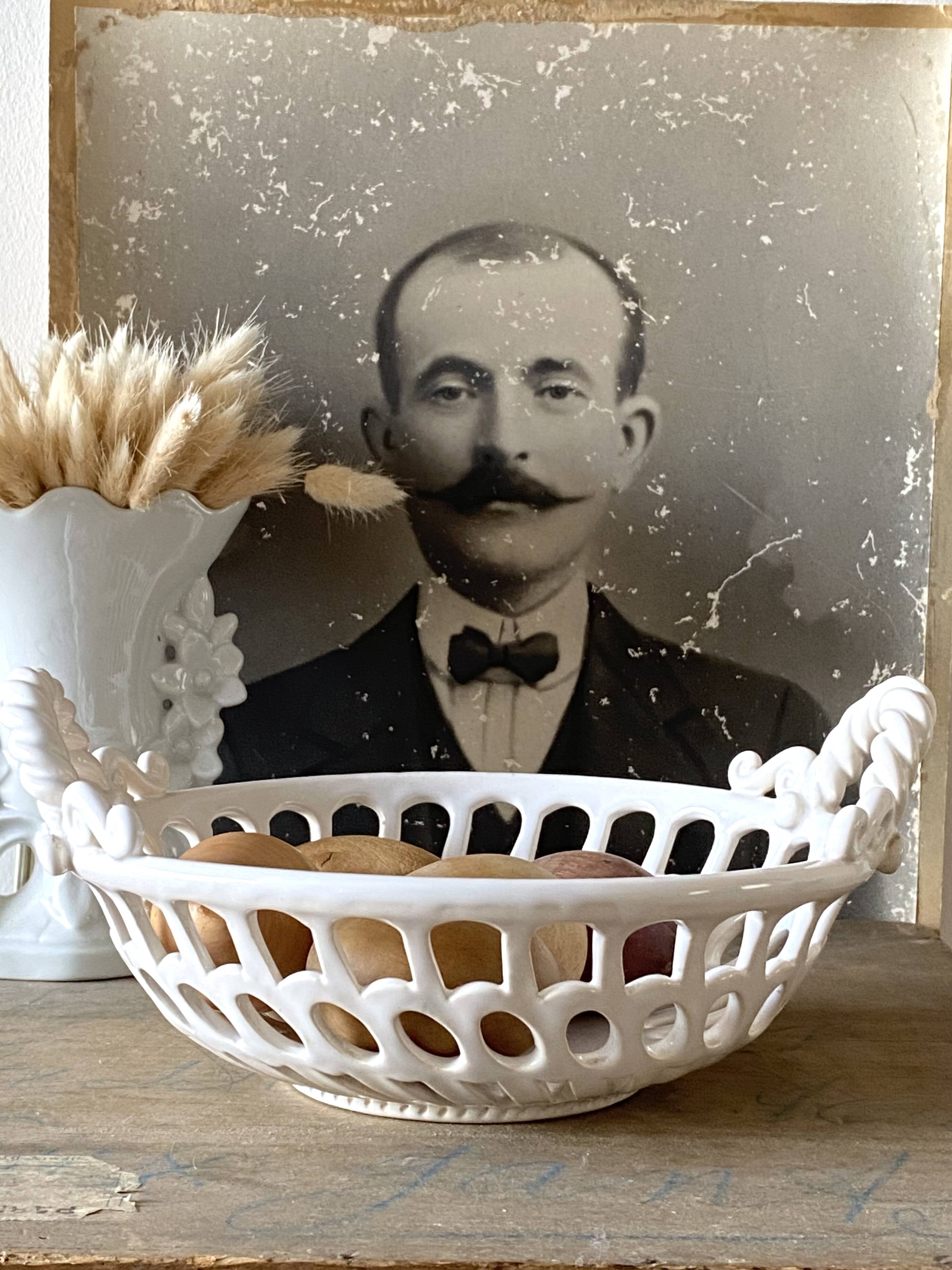 White ceramic basket