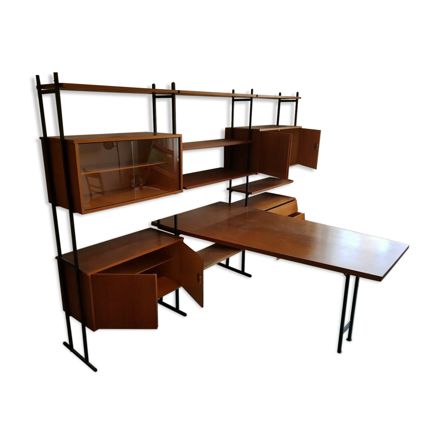 Huge shelf library Swedish desk teak, string.