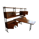 Huge shelf library Swedish desk teak, string.