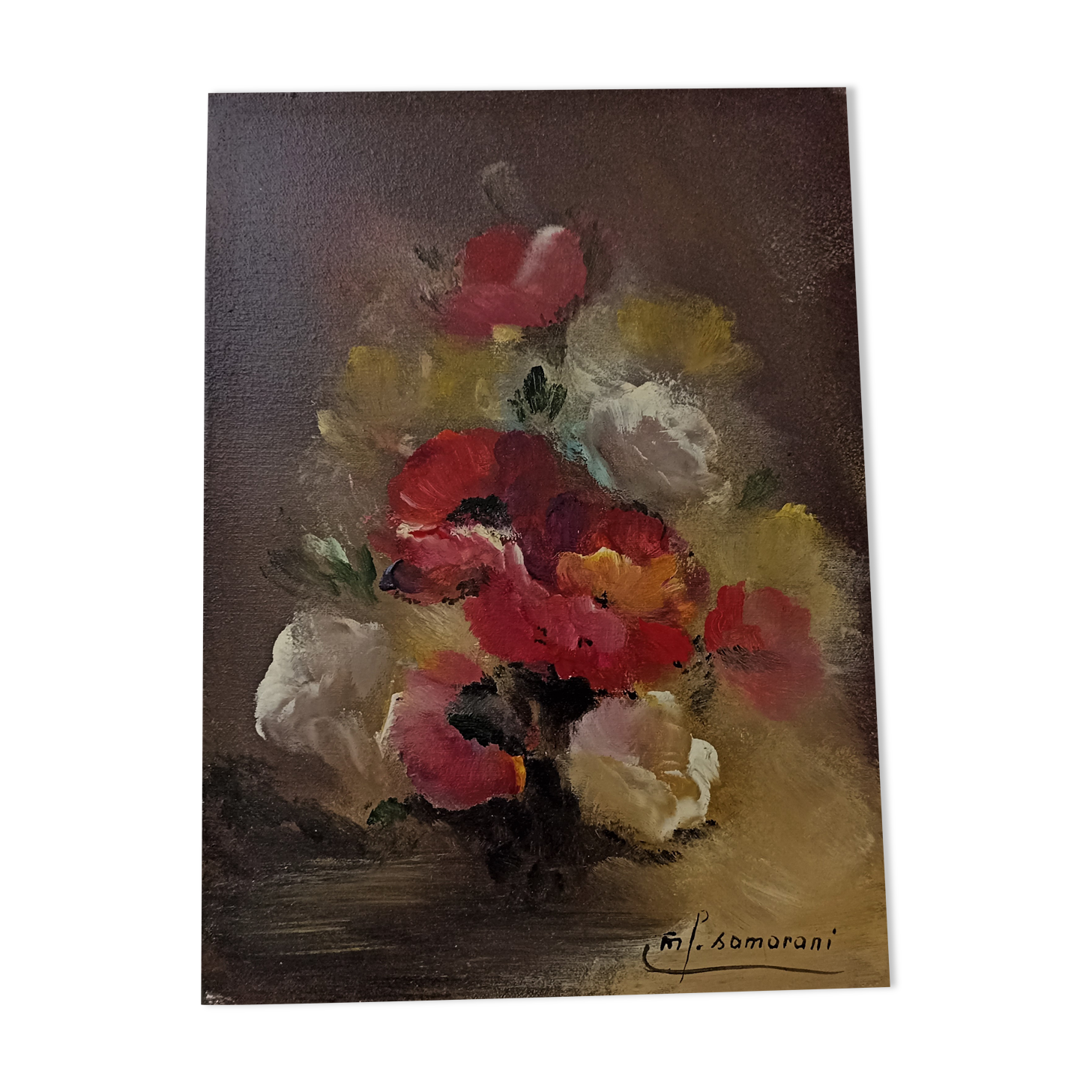 Small oil on canvas bouquet of flowers