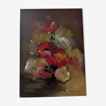 Small oil on canvas bouquet of flowers