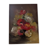 Small oil on canvas bouquet of flowers