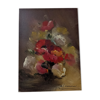 Small oil on canvas bouquet of flowers