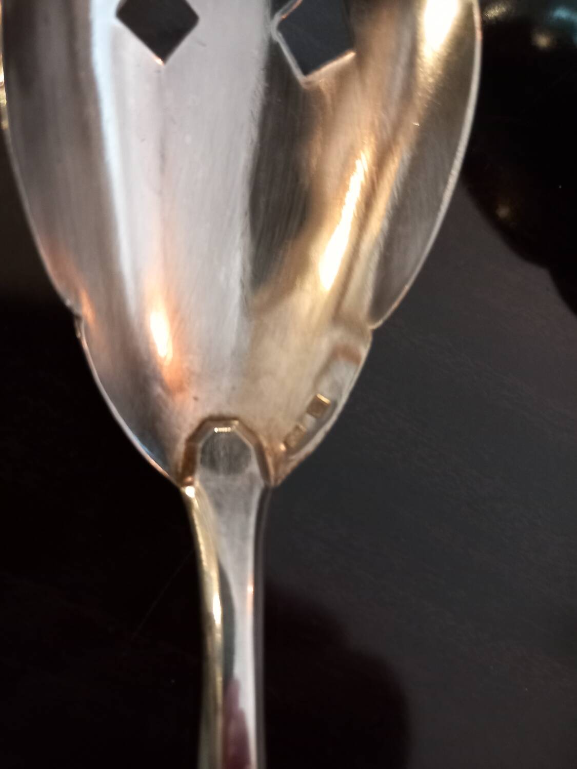 Pair of salad servers. silver plated. art deco