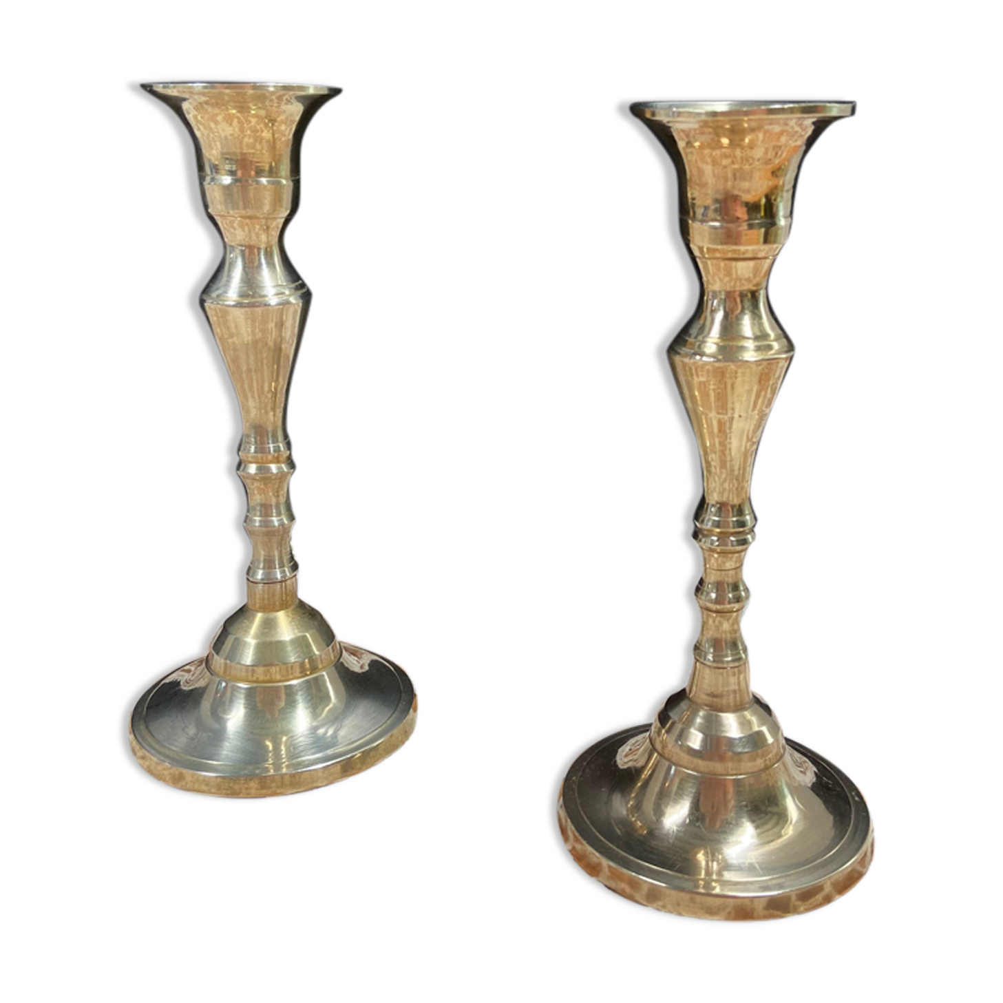 Set of 2 brass candle holders