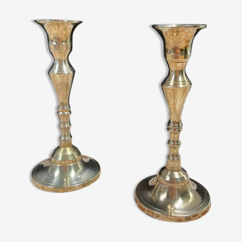 Set of 2 brass candle holders