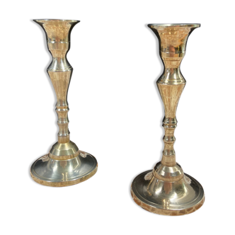 Set of 2 brass candle holders