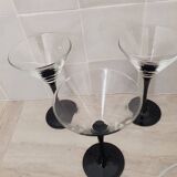 6 cocktail glasses / black stem martini glasses
