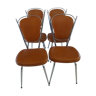 4 chaises de cuisine vintage chromé et skaï marron années 70/80