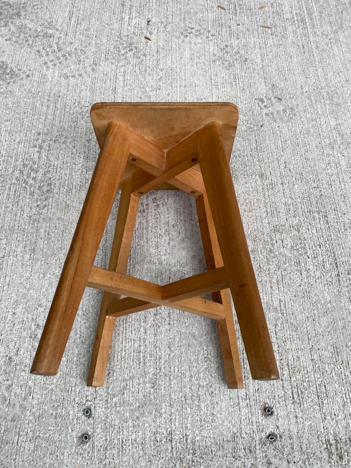 Scandinavian stool with amber mosaic effect top, 60s side table.