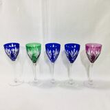 Set of 5 Rhine Roemer wine glasses in Saint-Louis crystal model Monaco