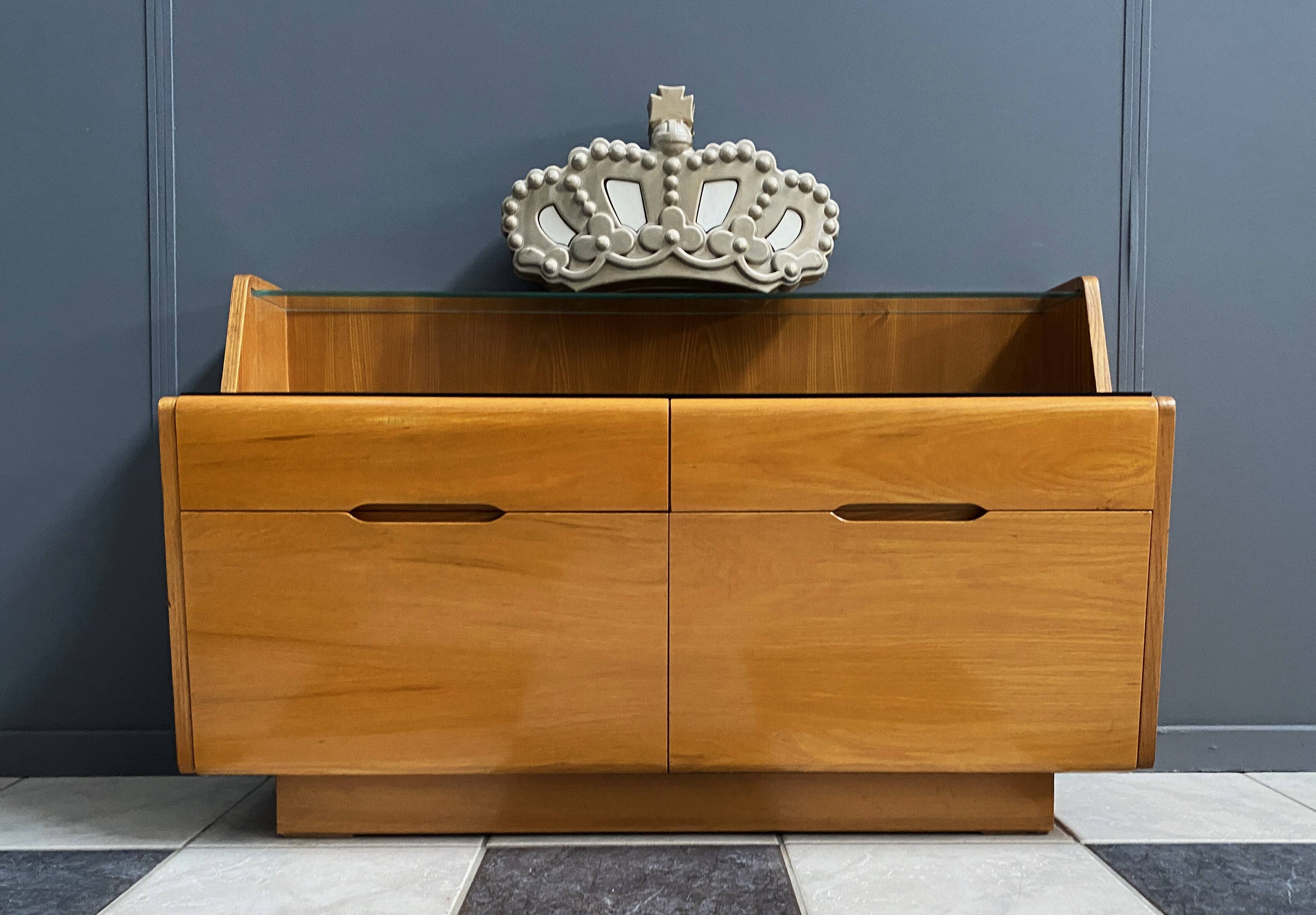 lowboard  with black glass top 1960s