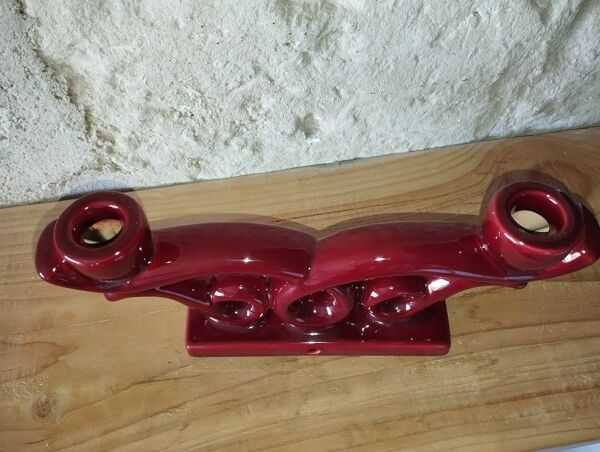 Bougeoir en céramique barbotine