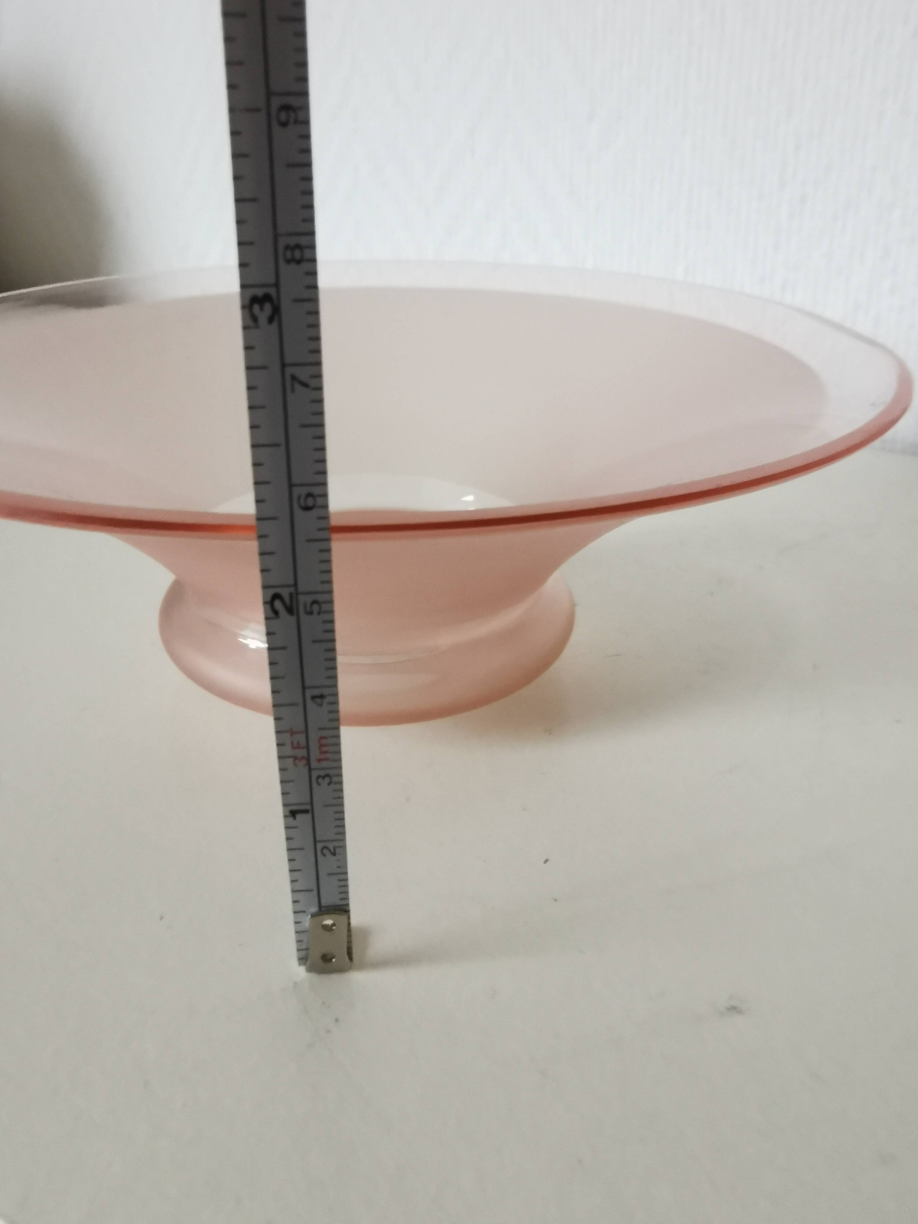 small pink lampshade in pink granite glass from the 50s