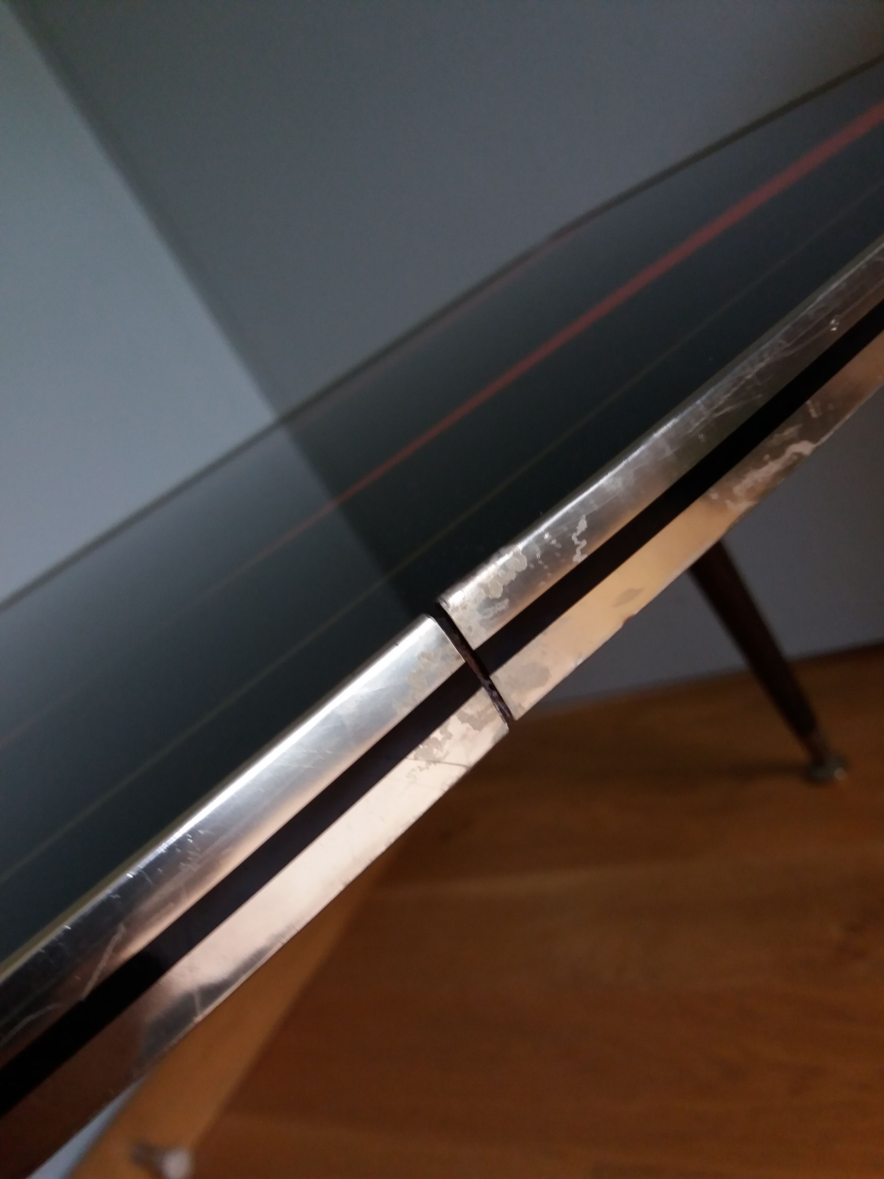 Coffee table formica tapered compass legs