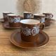 Vintage coffee service in brown stoneware from the 1970s.