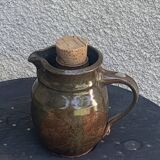 Pitcher, carafe, refreshing jug, ice cube jug, in brown glazed stoneware,