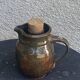 Pitcher, carafe, refreshing jug, ice cube jug, in brown glazed stoneware,
