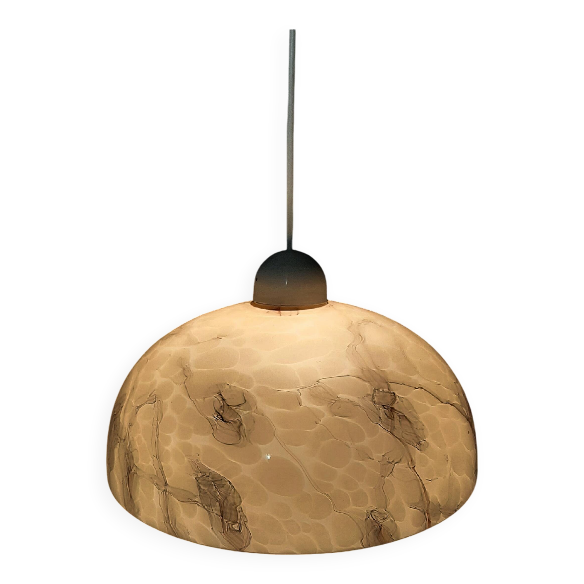 Art Deco pendant light in beige and vintage brown marble effect opaline glass