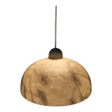 Art Deco pendant light in beige and vintage brown marble effect opaline glass