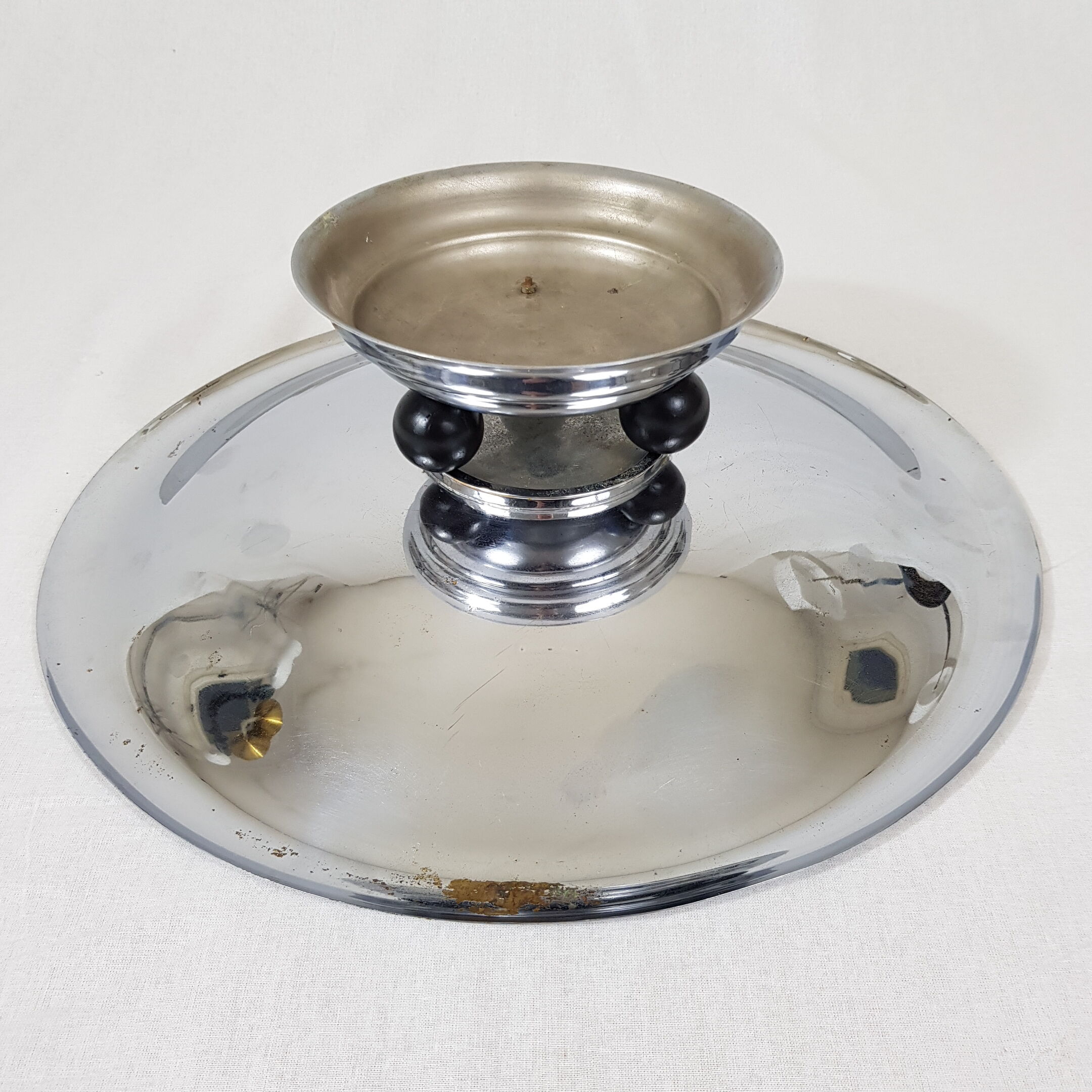 Cut with chrome brass fruit Art Deco Modernist Bauhaus