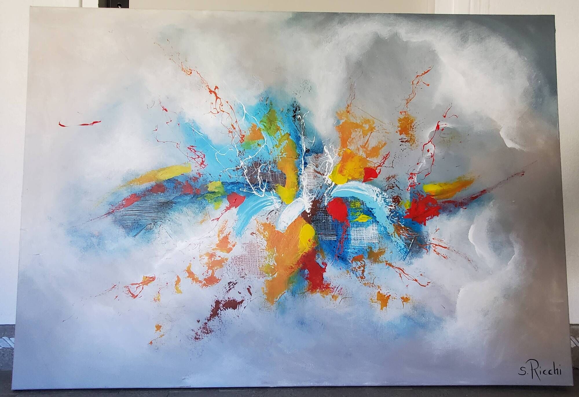 vraie peinture abstraite 116 cm