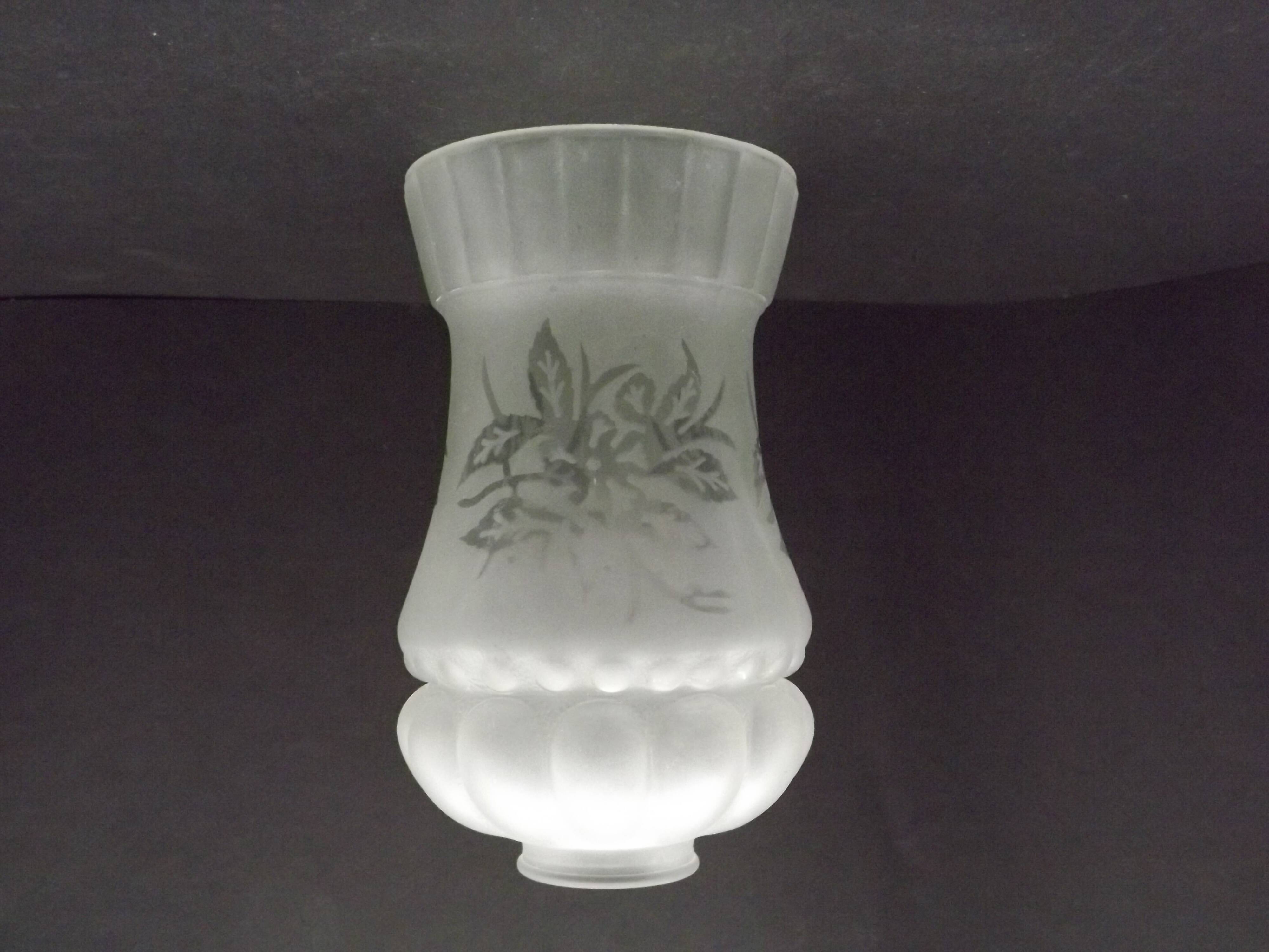 French vintage Victorian style white opaque patterned glass shade 0142