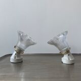Lot 2 vintage striated glass wall lamps