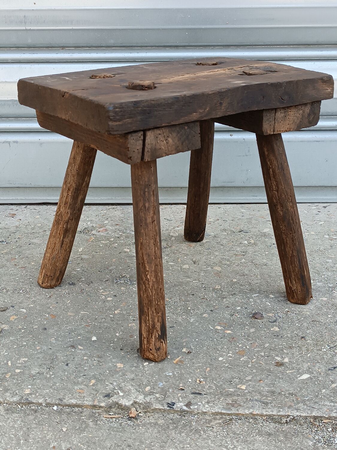 Solid oak milking stool