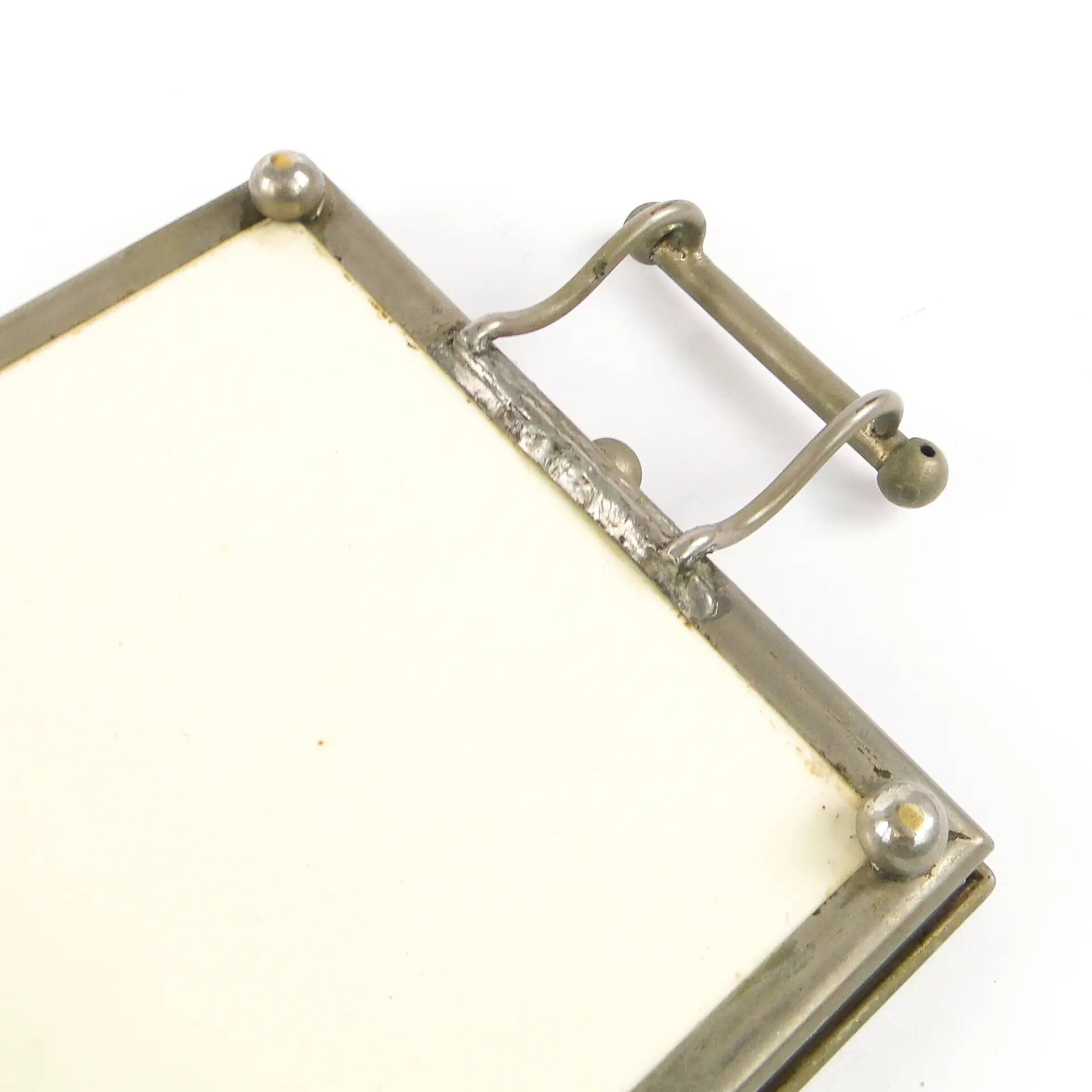 Art Nouveau tray, silver-plated brass, white porcelain, Austria, early 20th century