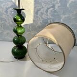 Green ceramic sun lamp/table, Kaiser Leuchten, Germany, 1960s elegance.