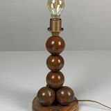 Lampe de table boule en bois commémorative fabriquée à la main, pays-bas, 1976