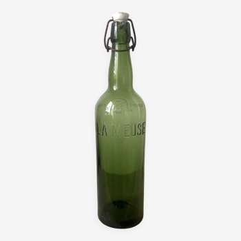 Old la meuse glass beer bottle with porcelain stopper