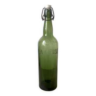 Old la meuse glass beer bottle with porcelain stopper