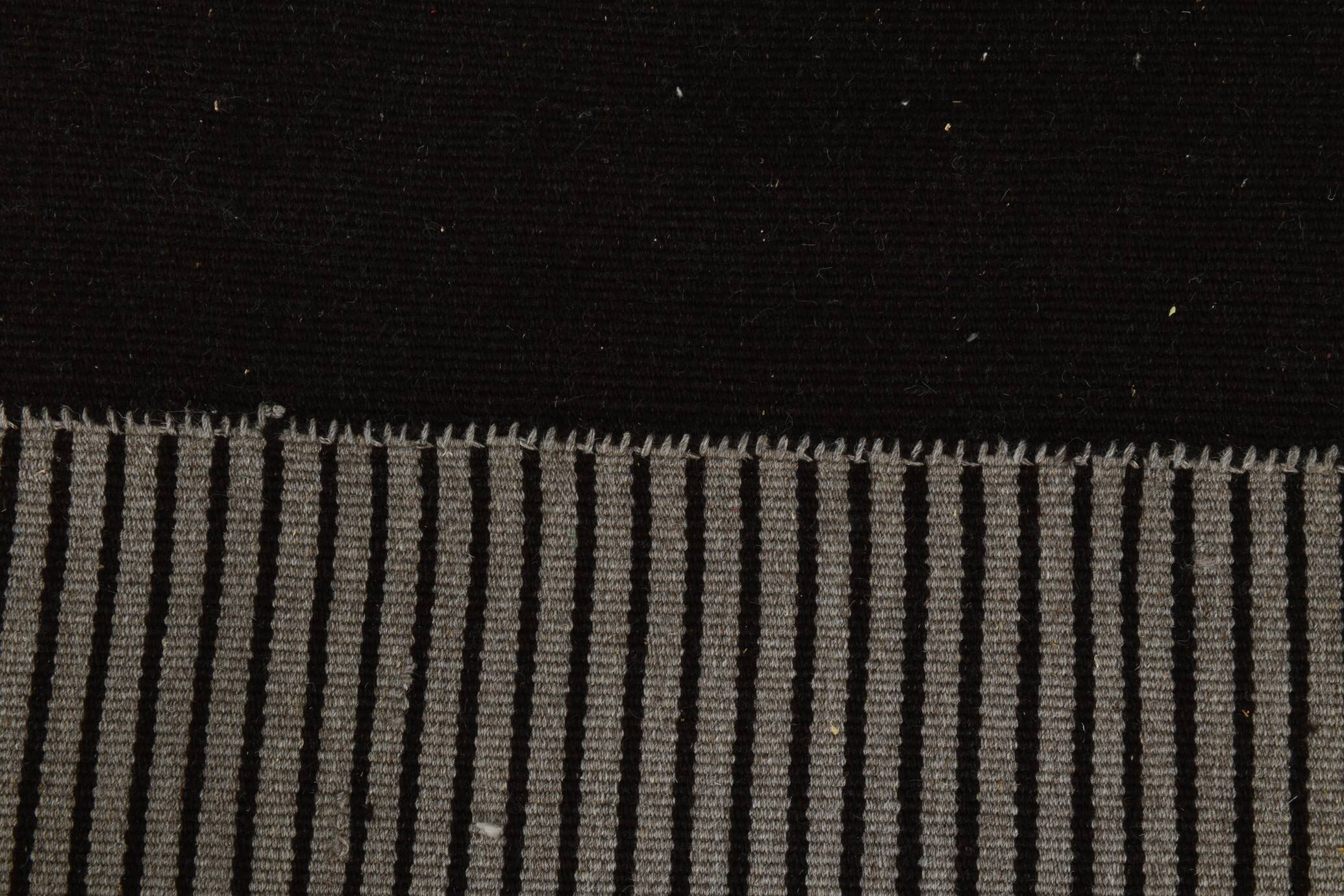 Black and Taupe Handknotted Wool Kilim Rug, 174x251 Cm