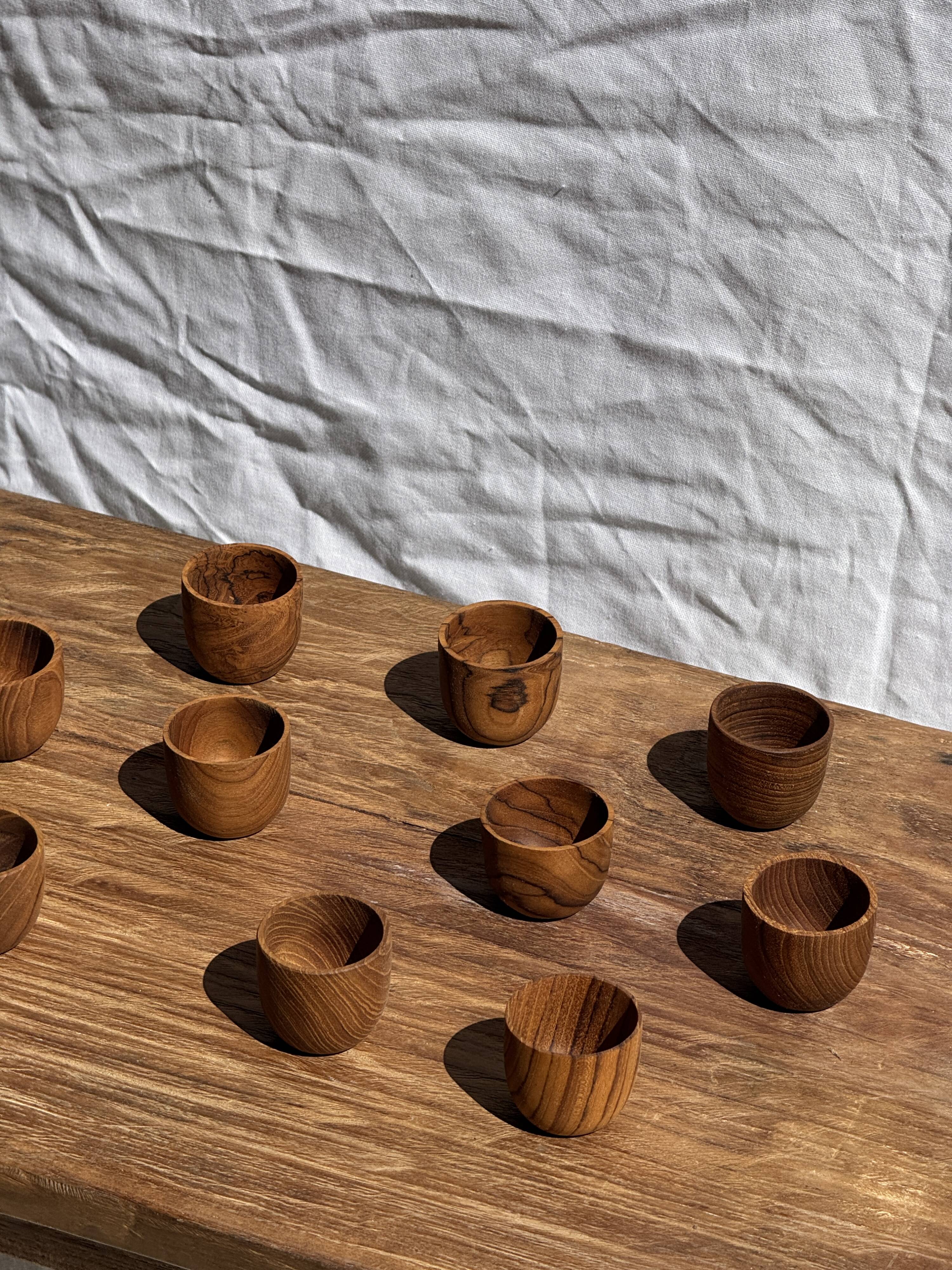 Mini cup, saucer or egg cup in teak H5 D5